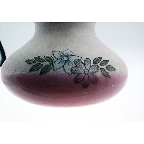 Vanity Jars Porcelain Vintage Pink White Pottery Lids Flowers 2 Inch Miniature - Picture 4 of 15